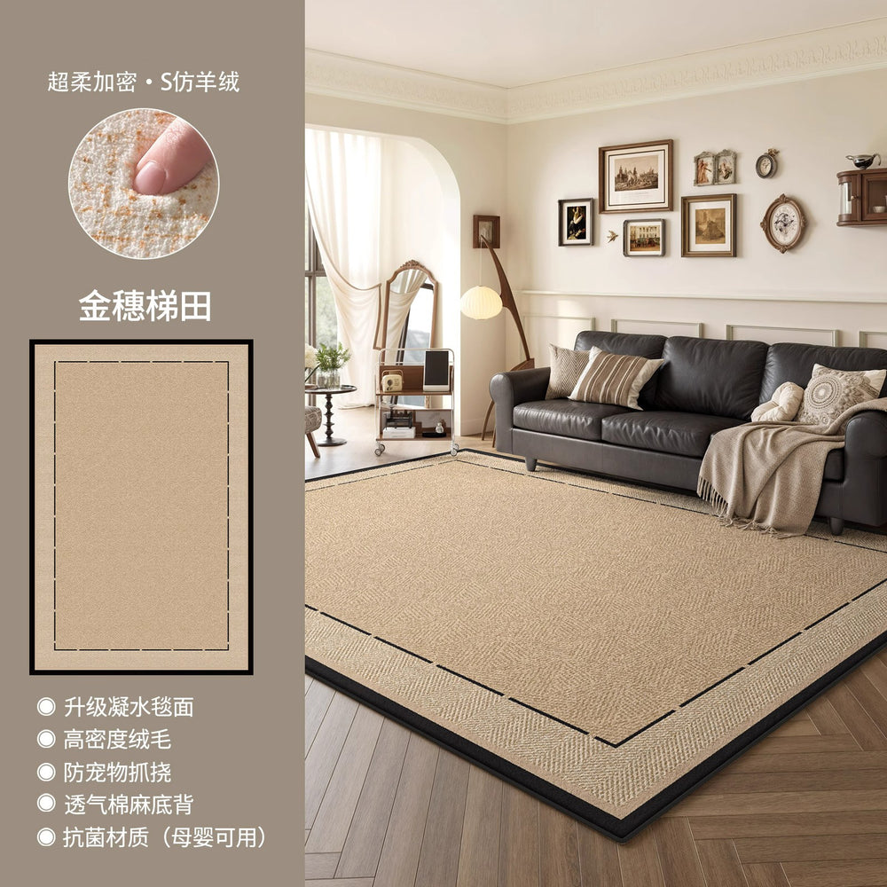 Distributed living room rug: waterproof, stain-resistant, retro style, new bedroom design, easy to clean, sofa coffee table blanket, light luxury, high-end