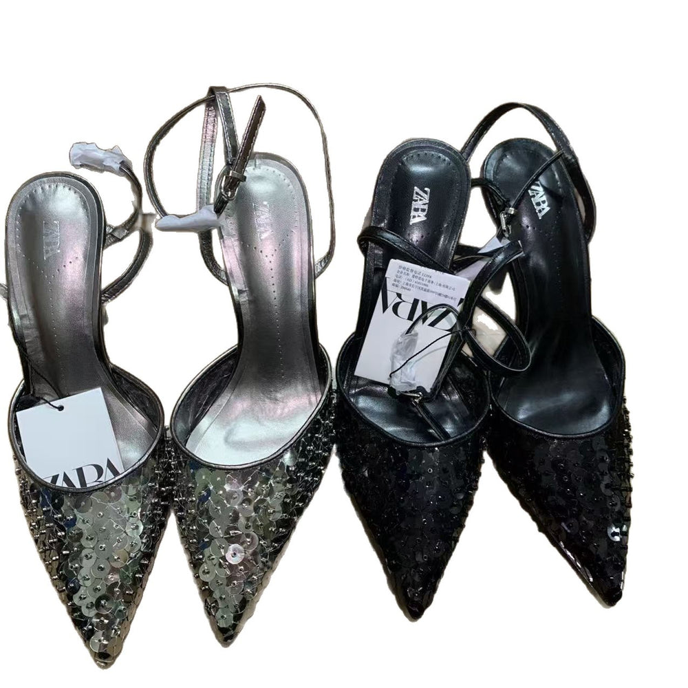 Za2025 stiletto heel pumps - wedding, professional, casual, minimalist, fashionable, sequined, and chic
