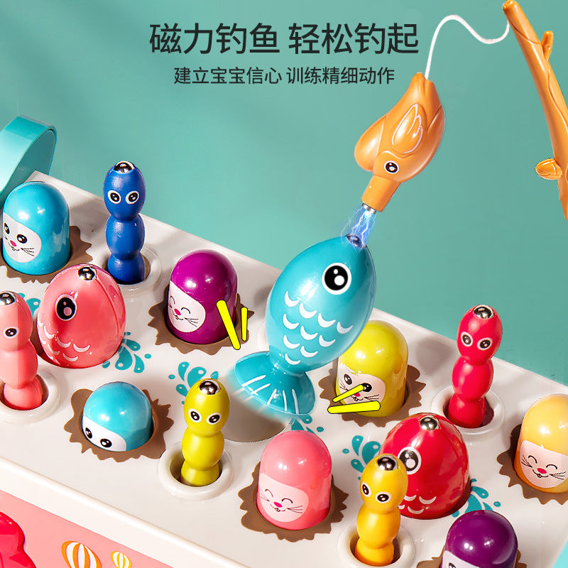 Baby fishing toys, whack-a-mole, piano, intellectual development, early education for infants, boys and girls, fish hooks