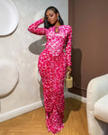 European and american cross-border women's clothing:  summer new arrival - long sleeve crew neck hollow-out slim fit pleated maxi dress