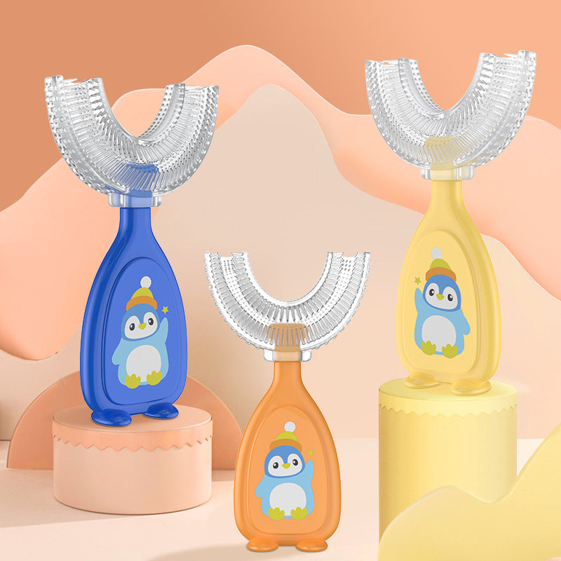 Children's u-shaped toothbrush Baby ten thousand hair toothbrush Baby oral soft silicone toothbrush set Children's toothbrush