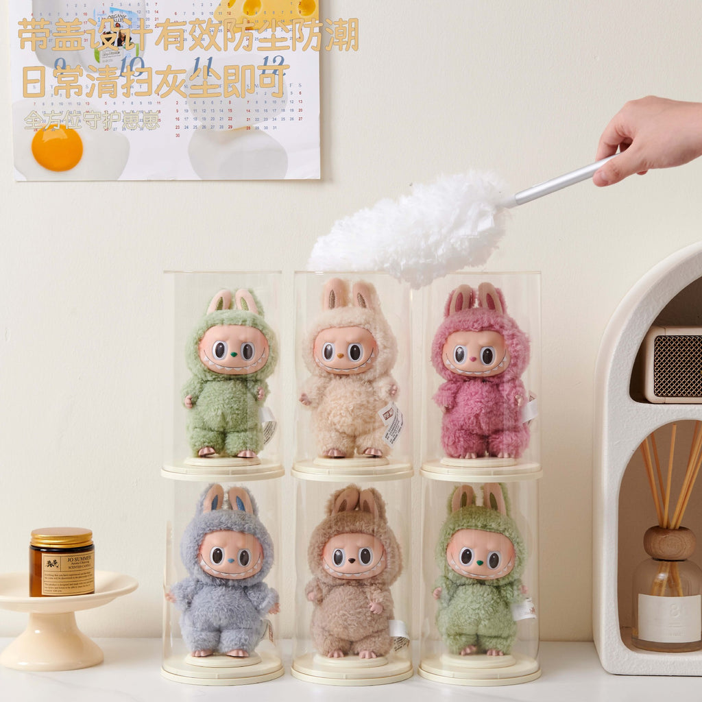 Labubu Display Box Acrylic POP MART Vinyl Cloth Plush Doll Blind Box Display Stand Storage