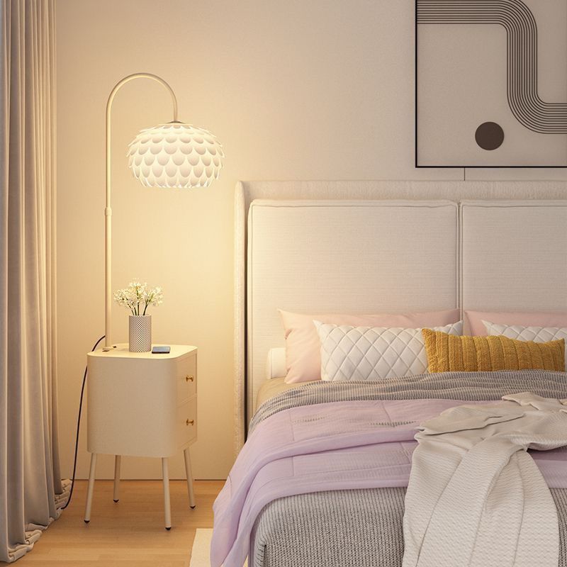 new floor lamp - bedroom bedside table integrated, minimalist modern cream style, living room storage sofa table lamp