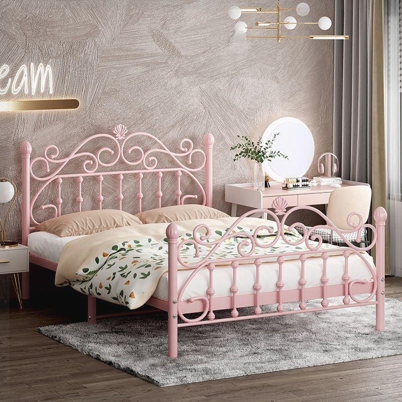 Wrought iron bed - thickened & reinforced, minimalist modern princess bed, trending online 1.8m, double bed, nordic single 1m, iron frame bed