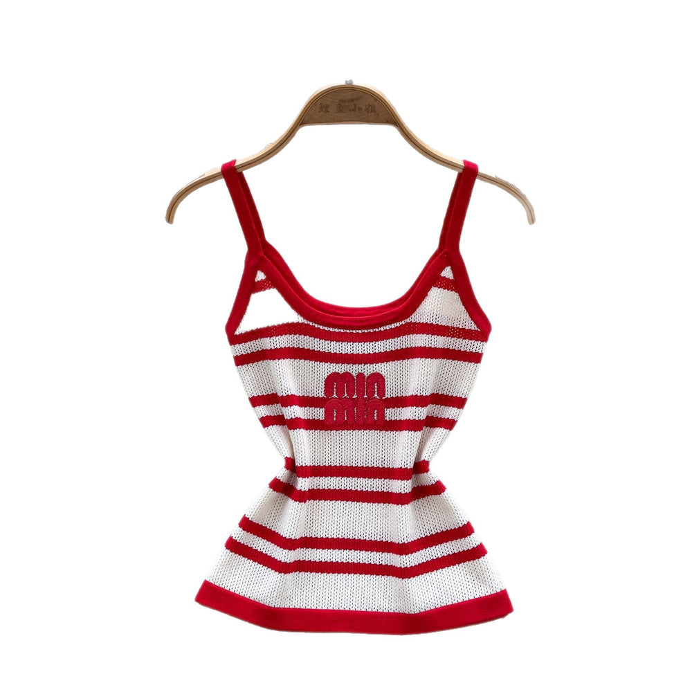 European and american striped knit tank top - women's summer slim fit, lightweight, unique design, petite & spicy girl top