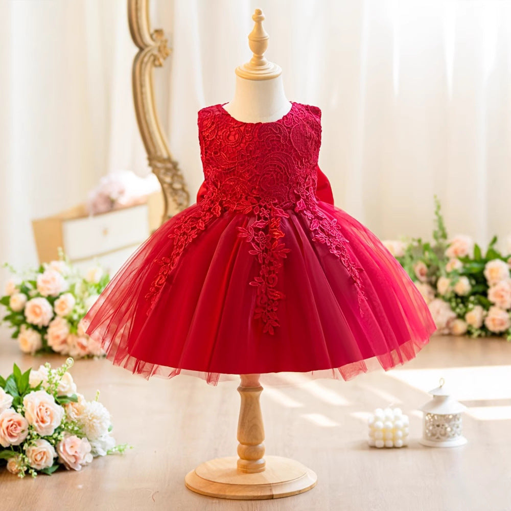 New arrival cross-border kids performance dress lace princess skirt festival tutu skirt gauze skirt first birthday dress performance costume