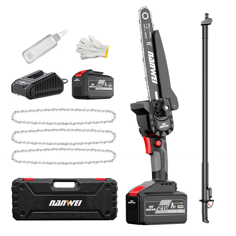 Nanwei lithium battery high branch saw rechargeable electric chain saw long pole pruning branches garden fruit tree high altitude saw portable