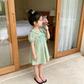 Girls' summer dress  new style: sweet bow short-sleeve summer dress for young children, stylish casual princess dress