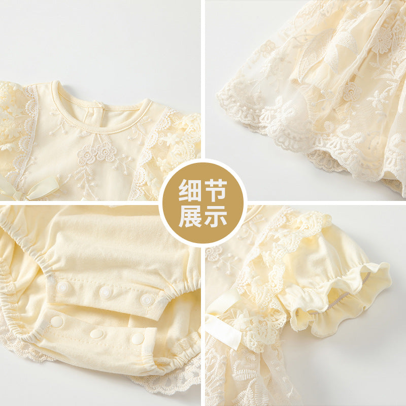 Baby clothes summer romper dress newborn bodysuit skirt baby girl full month hundred-day celebration lace princess dress
