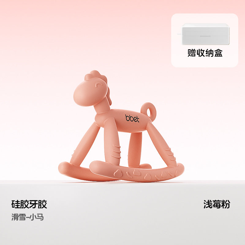 Teether baby teething stick food grade silicone soothing anti-eating hand toy handy gadget baby bite gum uv dustproof