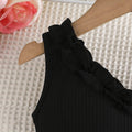 exclusive: girls' black and white print dress - sweet and adorable one-shoulder design