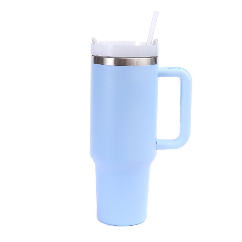 40oz 304 stainless steel large capacity insulated tumbler with handle, vacuum straw, car cup, gift water bottle, business gift