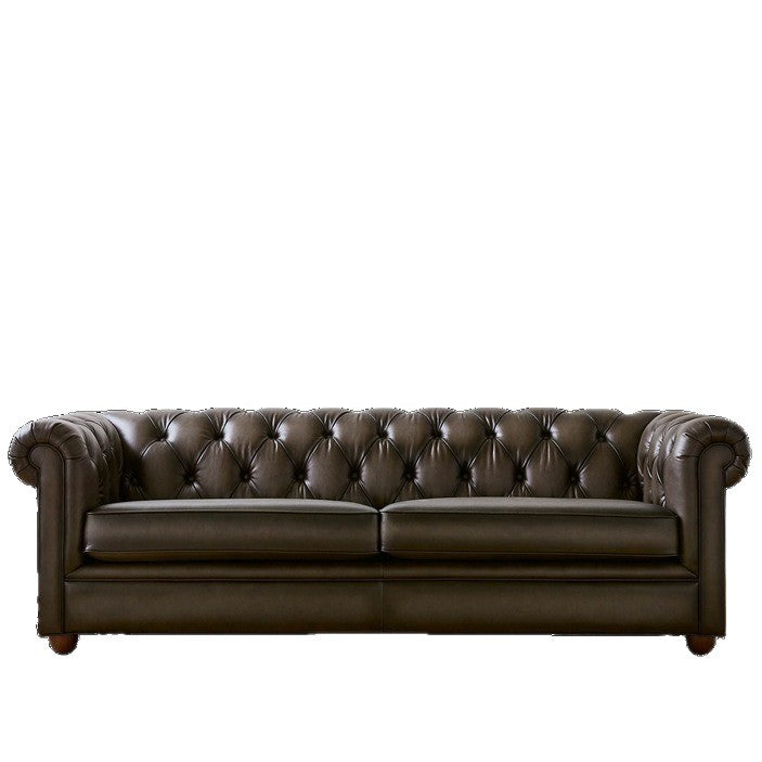 American retro leather sofa, top grain cowhide, living room home use, suitable for small to large apartments, brown leather sofa, mid-century modern classic style