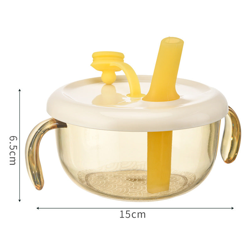 Two-piece baby feeding set: multifunctional bowl with straw for soups, cereal, and water – perfect for weaning and early development