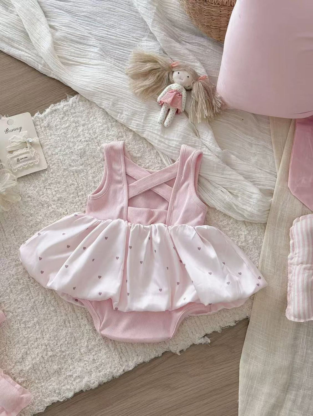 Summer lightweight chic romper dress - baby girl vest dress - newborn bodysuit - outdoor outfit
