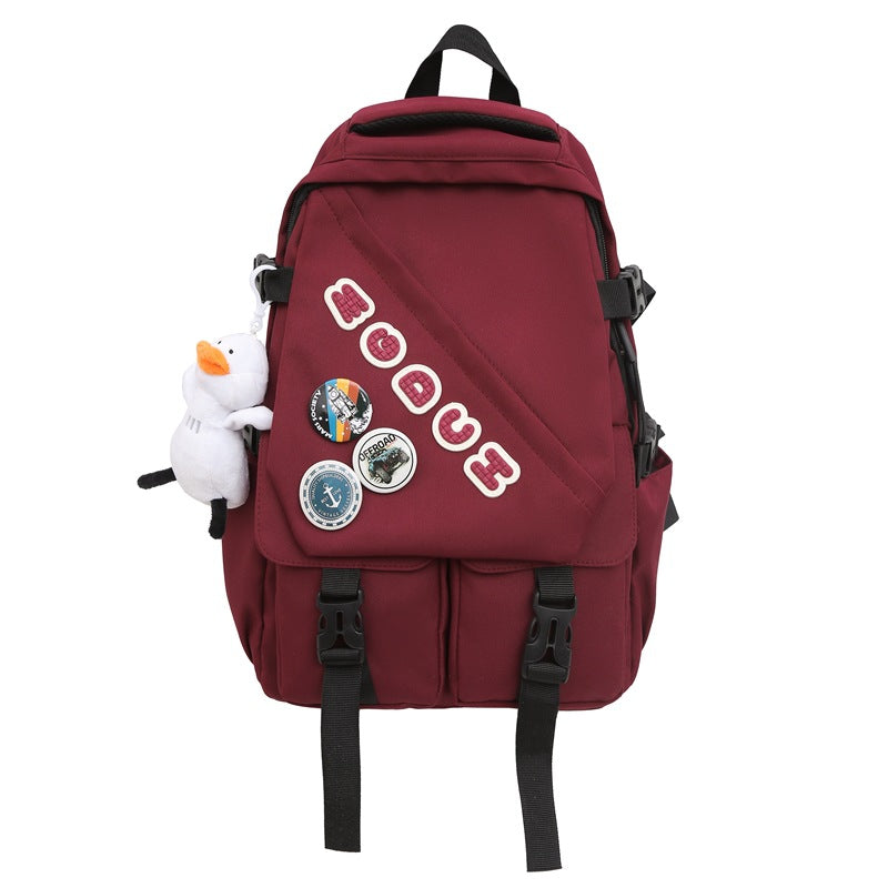 New casual junior high school college student backpack men's simple large-capacity schoolbag travel lightweight trendy backpack women