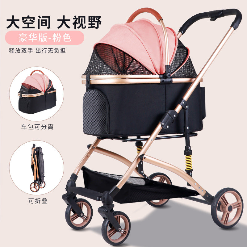 Pet stroller for dogs and cats - portable, foldable, lightweight, and large capacity cat carrier for small to medium breeds