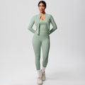 European and american outdoor casual tight-fit pocket yoga outfit set - quick-dry, high-waisted, slimming, cloud-like comfort, three-piece activewear set
