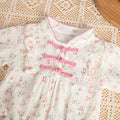 Baby spring & fall long-sleeve princess romper - floral print bodysuit for baby girls - korean style spring jumpsuit - trendy one-piece