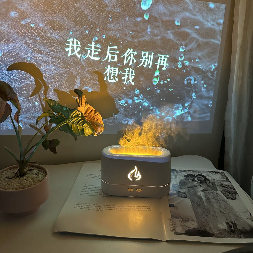 Flame humidifier aromatherapy ambient light - silent desktop diffuser for home, dorm, bedroom - perfect birthday gift for him or her
