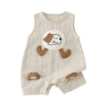 Baby summer romper - sleeveless cartoon bodysuit for newborn boys - cute cartoon onesie - lightweight summer outfit for newborns