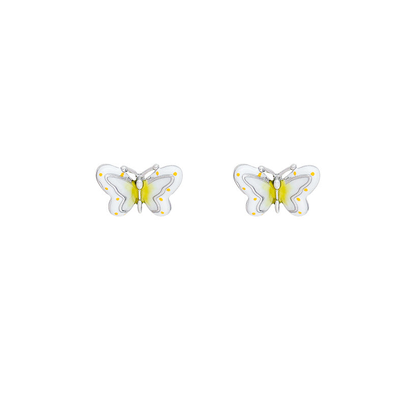 Sweet girl style gradient yellow butterfly earrings spring and summer new arrival enamel earrings niche styleclassyelegant earrings accessories
