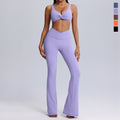 Fashion cross-border spring and summer yoga wear suit women's nude tight sportswear two-piece setcasual horn fitness wear