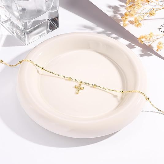 women's exquisite 14k gold-plated small cross pendant waist chain simple sliding small cross necklace