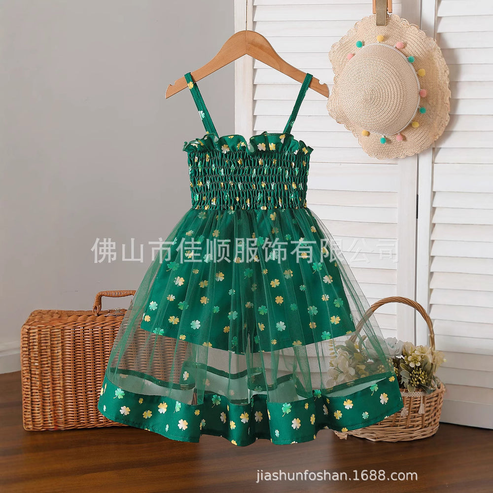 christmas new arrival children's skirt star suspender skirt holiday mesh puffy dress baby photo princess dress