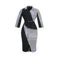 african plus size women's clothing:  &  - elegant v-neck color block houndstooth bodycon dress