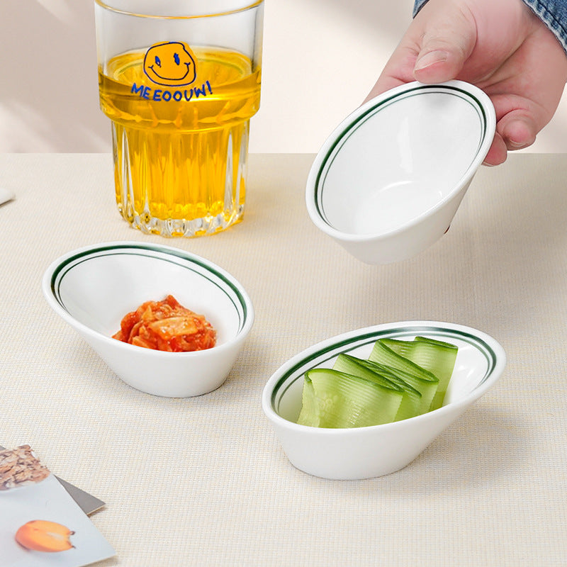 Minimalist green ceramic snack & dessert plate - restaurant, home, condiment dish, hotel hot pot dipping dish, soy sauce dish