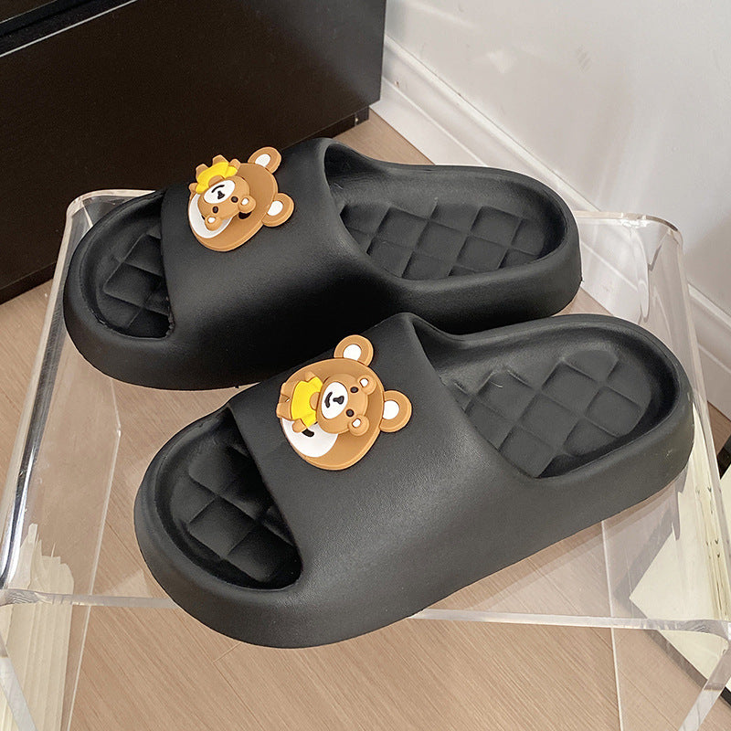 Rotate bear slippers women's eva thick solesummeroutwearcute indoor home bathroom non-slip deodorizing filter one-piece sandals
