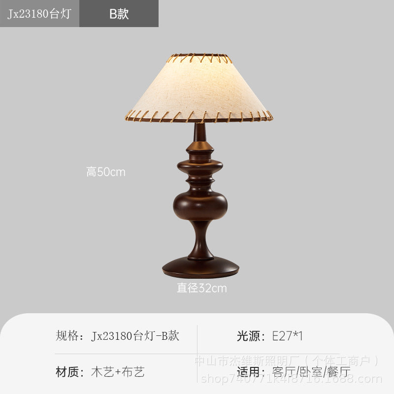 Vintage-inspired cotton linen lampshade bedside table lamp - perfect for bedroom, b&b, study, and creating a retro ambiance