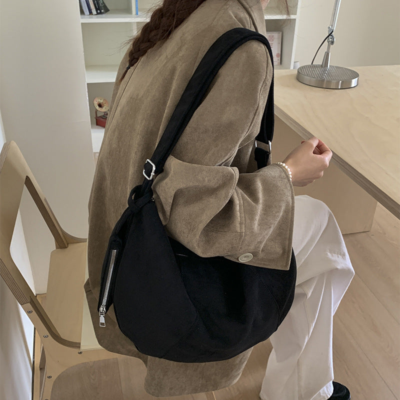 Fall and winterfashionable shoulder bag for women stylisheasiest for match coin small bag large capacity pure color suede tote bag