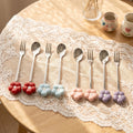 Creative sunflower stainless steel fruit fork desktop decoration ornament ceramic handle spoon exquisite afternoon tea fork wholesale