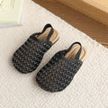Minimalist new woven hollow-out closed-toe mules women's summer flat square-toe fashion slippers lazy shoes