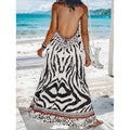 Real shot of fashionexport cross-border 1688 foreign order  animal printing backless halter fashiondress