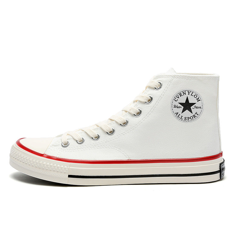 Dropshipping special: 1970s canvas high-top sneakers for men - glossy, retro korean style, versatile student shoes, trendy footwear for men