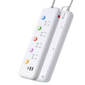 Multi-outlet power strip with individual switches, long cord, usb ports, for home and office use - wired power strip