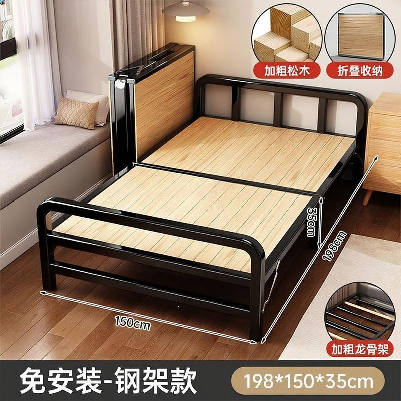 For homefoldable dual-purpose steel frame bed rental house dormitory simple single bed small apartment thickened portable lunch break extra bed