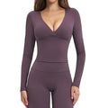 brushed tight yoga long sleeves high intensity fitness tops pilates running sports long sleeves tops4520