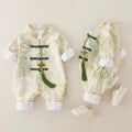 Spring autum baby chinese style double layer long sleeves jumpsuit autumn style male and female baby one-year-old dress 100-day banquet climbing suit