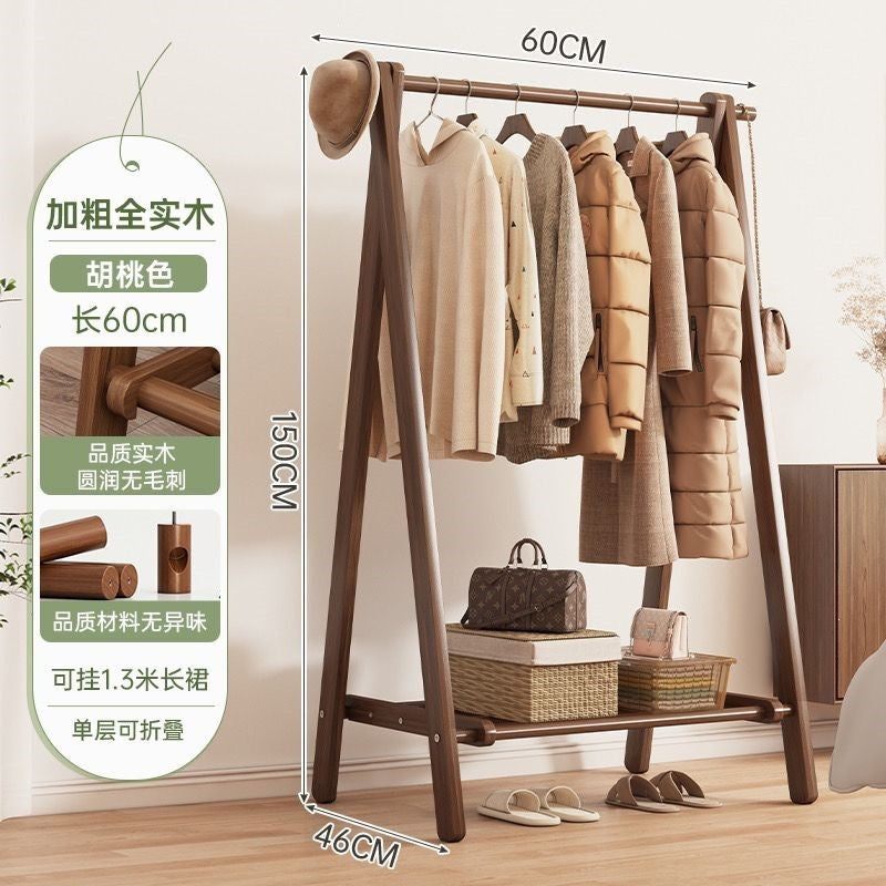 Foldable solid wood clothes rack - freestanding wardrobe for bedroom, living room, and home use - clothes storage, coat rack, and drying rack for rooms