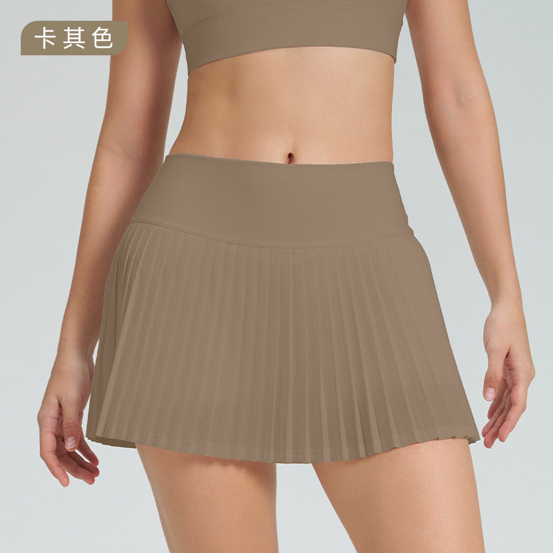 Fashion tennis skirt casual breathable pleated sports skirt for women fake two-piece quick-drying fashion tape high waist fitness skirt
