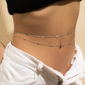 Retrosexy double-layer geometric disc metal chain waist chain female fashion street style fashionpatchworksuit body chain
