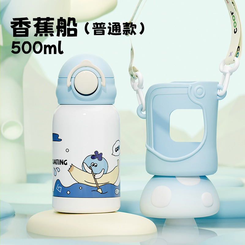 Kids thermos cup 316 stainless steel straw cup cute stainless steel cartoon student cup portable cup manufacturer