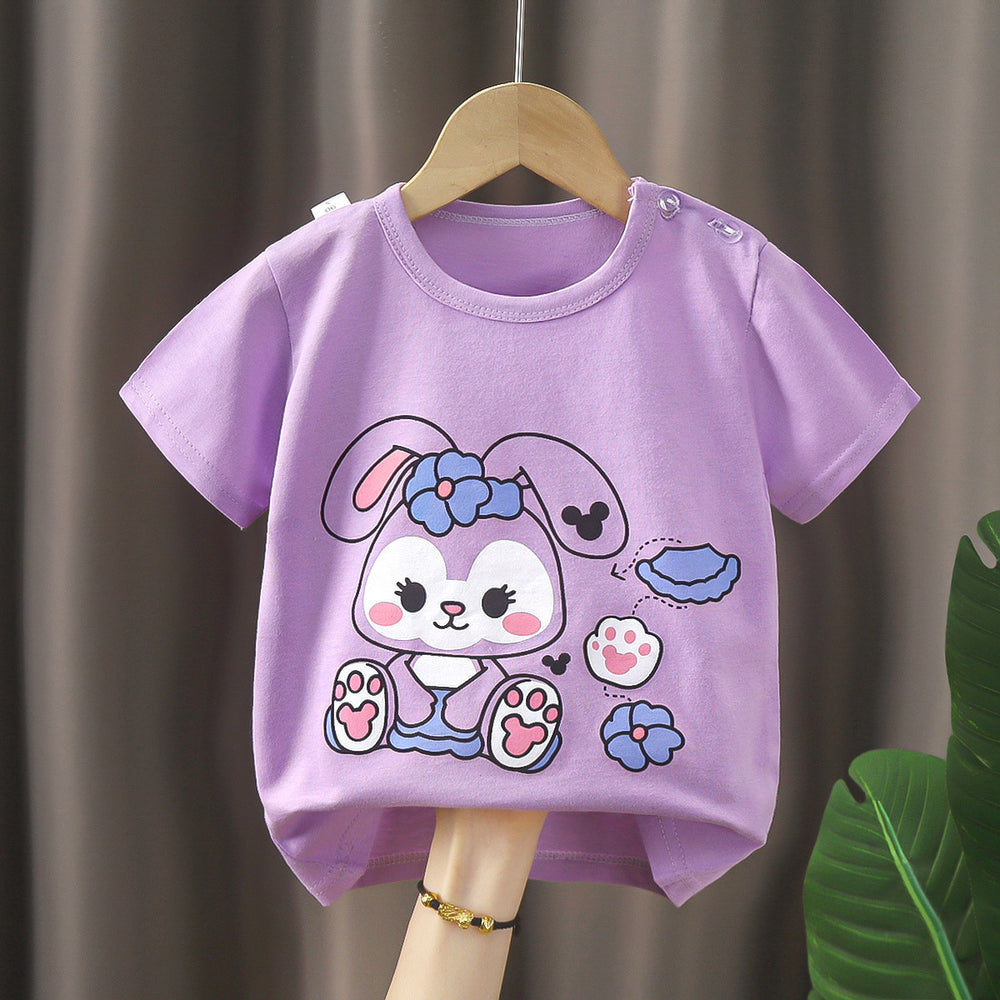 Kids' summer : pure cotton t-shirts for boys and girls - boys' tops, girls' crew neck short-sleeve tees, baby cartoon short-sleeves