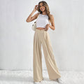 spring/summer new arrival: cross-border  fashion - european & american style commute-ready pleated wide-leg casual trousers, loose fit long pants