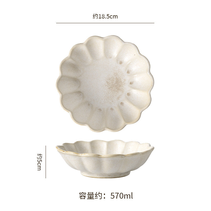 Clay salad bowl dessert soup bowl restaurant hotel high-value retro style tableware for home fruit plate noodle bowl cold bowl