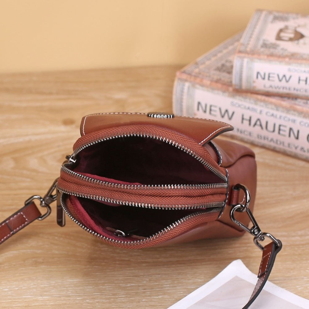 Top grain leather women's bag - 2025 new trendy genuine leather handbag, stylish phone bag, vintage shoulder bag, crossbody bag